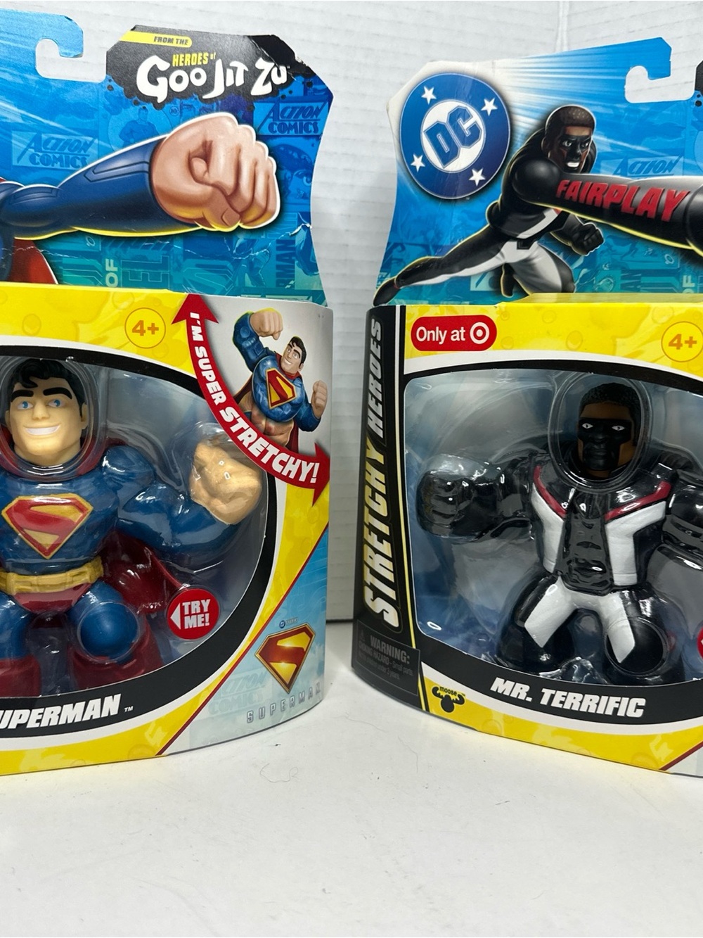 Goo Jit Zu DC Superman & Mr. Terrific Stretchy Action Figures - Blue, Red, Black